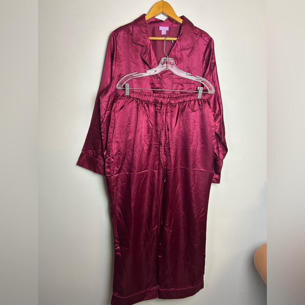 Amoureuse Slip Satin Pajama Set Plus Size 18/20 Top Pants Comfortable Neutral